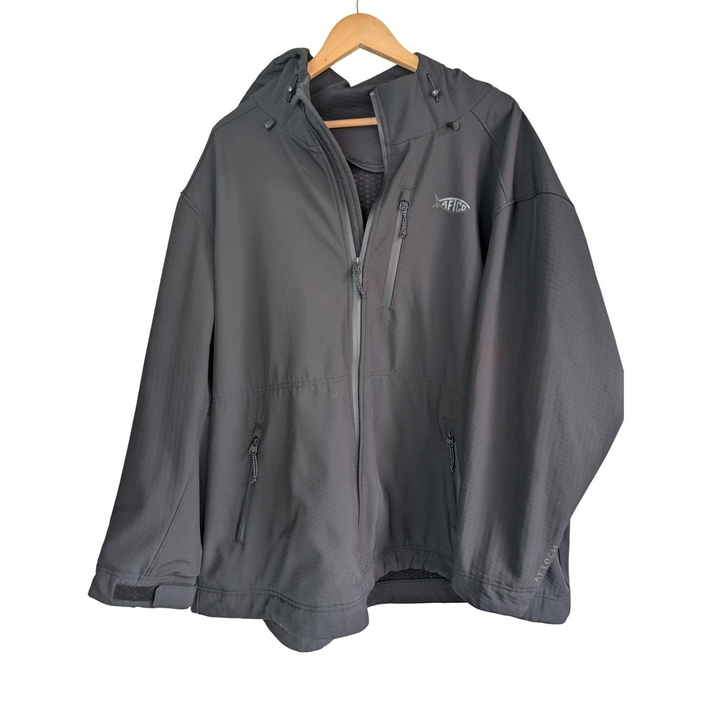 AFTCO Reaper Softshell Hoodie Jacket 3XL‎ Black Fishing Techwear Mask Gorpcore